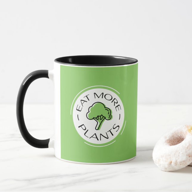 Taza Vegan Vegetales De Plantas Comen Más Plantas Verde (Con donut)