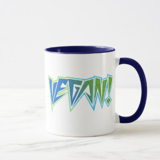 Taza Vegano del azul del eje de balancín