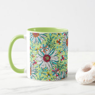 Taza Vegetación blanca Naranja amarillo Flores de marga