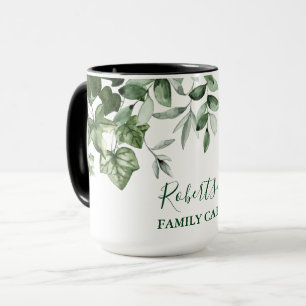Taza Vegetación botánica de acuarela familiar