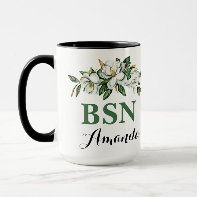 Taza Vegetación floral de acuarela BSN Graduación de Ma (Izquierda)