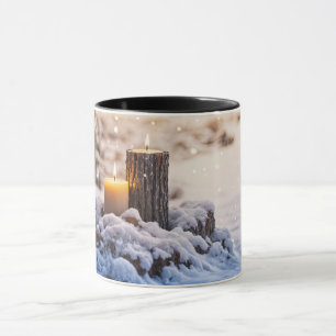 Taza Velas en la Nieve Café Místico de Vacaciones
