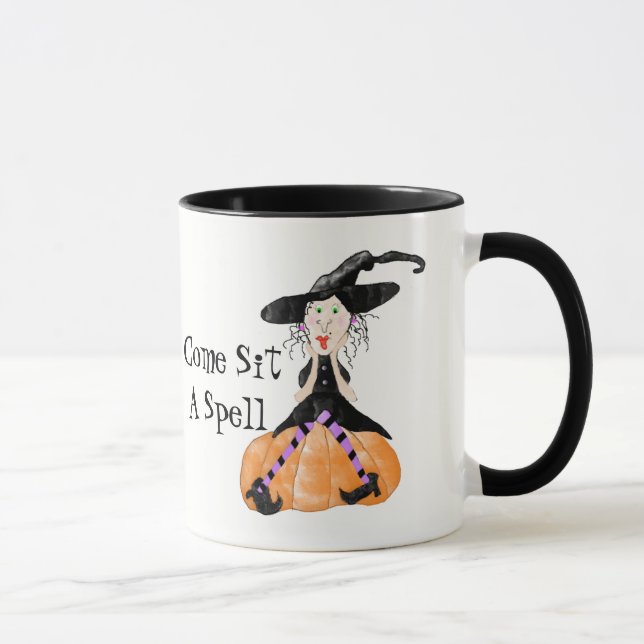 Taza Ven a sentarte a la peluca Halloween Mug (Derecha)