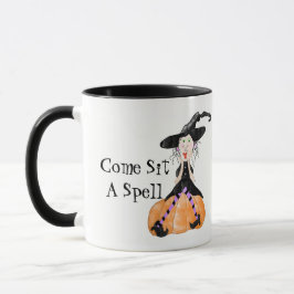 Taza Ven a sentarte a la peluca Halloween Mug