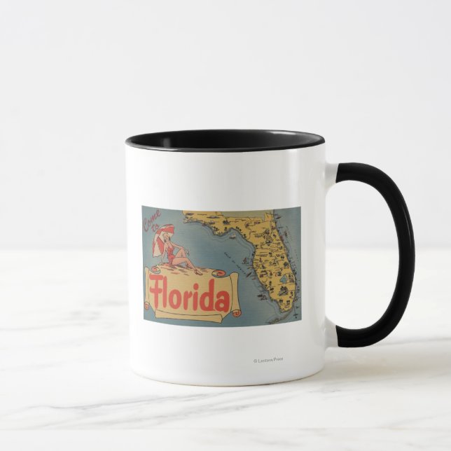 Taza Ven al mapa del estado de Florida, Chica de Pin-Up (Derecha)