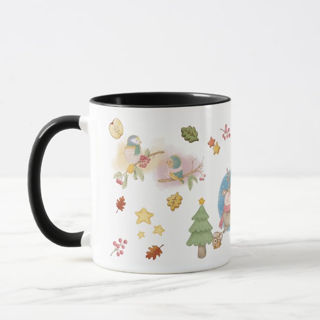 Taza Venado, Ave, Conejo Y Hombre De Nieve En Temporada (Izquierda)