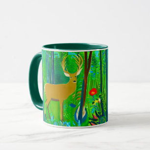 Taza Venado en un entorno de bosques fantásticos