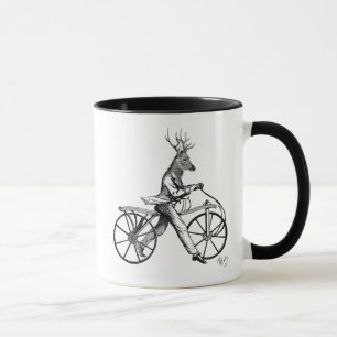 Taza Venado moreno en bicicleta vieja