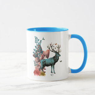 Taza Venado turquesa en bosque de champiñones
