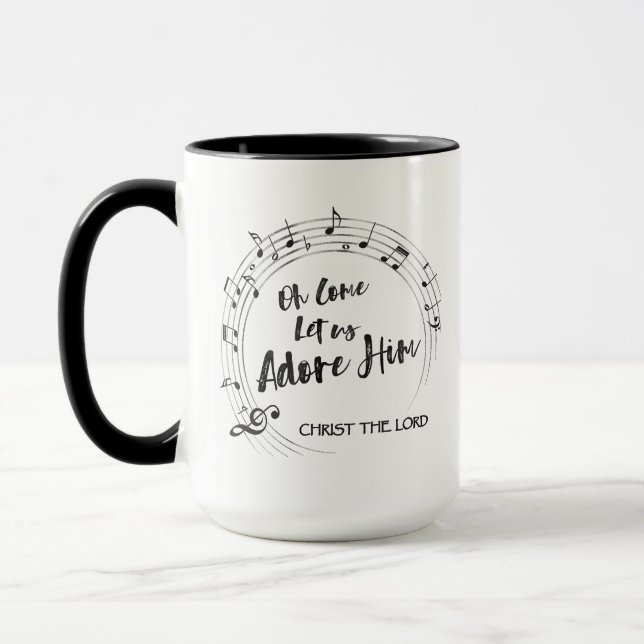 Taza VENGA DEJAMOS A LOS Navidades ADORE Christian Hymn (Izquierda)