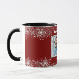 Taza Ventana de invierno de la nieve de plata roja