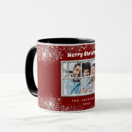 Taza Ventana de invierno de la nieve de plata roja