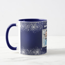 Taza Ventana de invierno de nieve azul