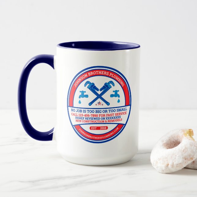 Taza Ventana de trabajo del contratista de fontanería p (Con donut)