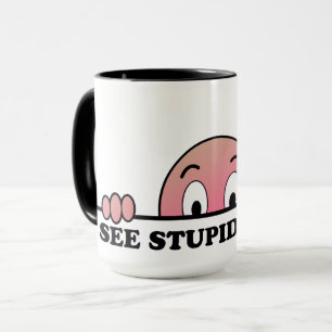 Taza Veo A La Gente Estúpida Graciosa Rosa