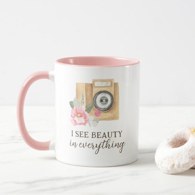Taza Veo La Belleza En Todo El Fotógrafo Mug (Con donut)