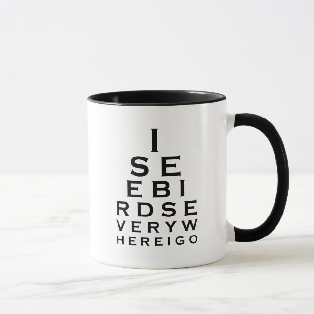 Taza Veo los pájaros Eyechart (Derecha)