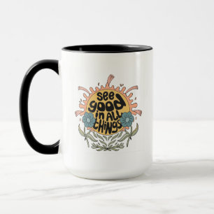 Taza Ver Bien en todas las cosas Gráfico hippie