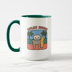 Taza Verano Interminable Surfing Esqueleto Retro Playa 
