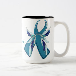 Taza verde azulada de la causa de la cinta de la