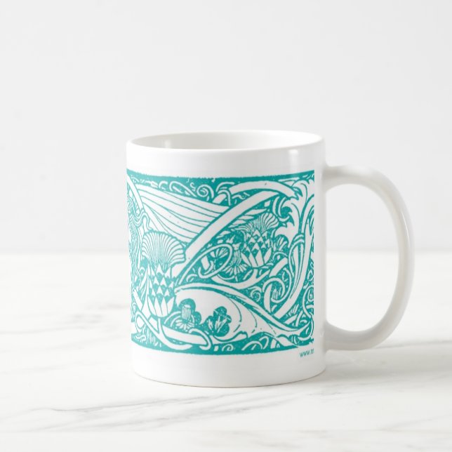 Taza verde azulada de la ilustración del ángel (Derecha)