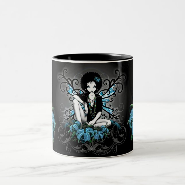 Taza verde azulada retra de la fantasía de Fae del (Centro)