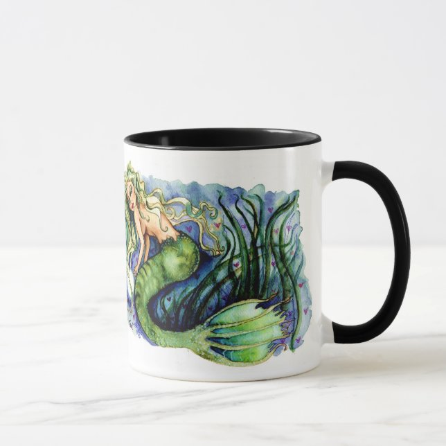 Taza verde bonita de la sirena de la perla (Derecha)