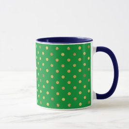 Taza Verde con puntos Purpurinas de oro