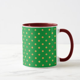 Taza Verde con puntos Purpurinas de oro