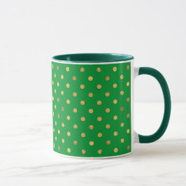 Taza Verde con puntos Purpurinas de oro