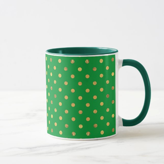 Taza Verde con puntos Purpurinas de oro (Derecha)