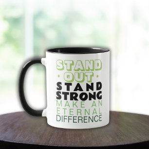Taza Verde de colores motivacionales y de fe cristiana