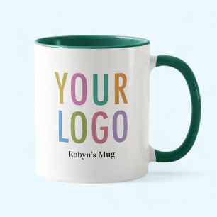 Taza verde de dos tonos con logotipo personalizado