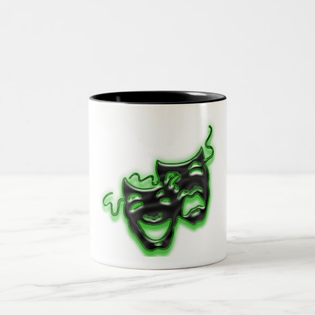 Taza verde de neón grande de las máscaras (Centro)