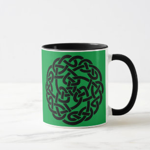 Taza Verde del círculo céltico y negro irlandeses