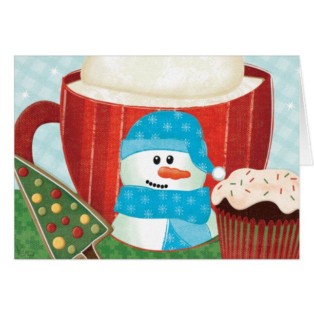 Taza verde del día de fiesta con cacao caliente (Anverso (Horizontal))