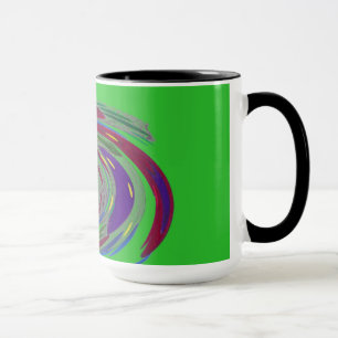Taza verde del monograma del diseño del torbellino