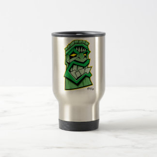 taza verde del viaje de la máscara del tiki