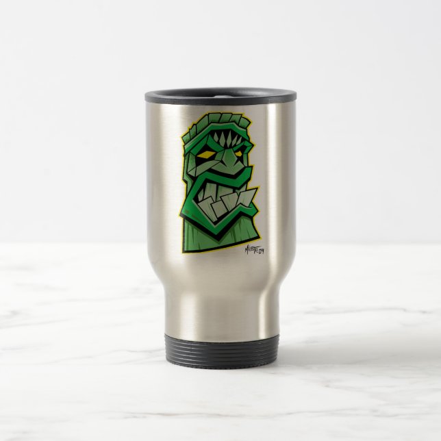 taza verde del viaje de la máscara del tiki (Centro)