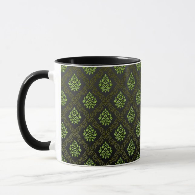 Taza Verde floral del papel pintado (Izquierda)