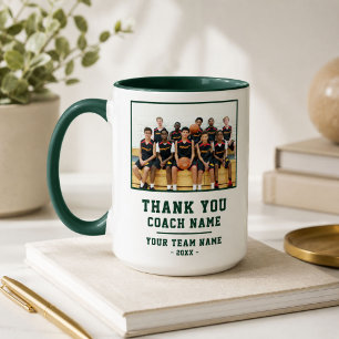 Taza Verde Gracias Entrenador Nombre del Equipo Foto