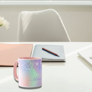 Taza Verde holográfico rosa morado