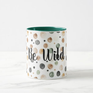 Taza Verde Marrón Crema Puntos Negros Sé Salvaje