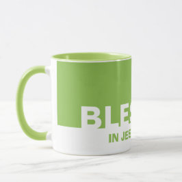 Taza Verde Moderno BENDIDO En El Nombre De Jesús Cristi