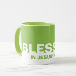 Taza Verde Moderno BENDIDO En El Nombre De Jesús Cristi