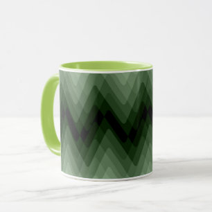 Taza Verde oscuro y zigzag de menta. lanzar almohada