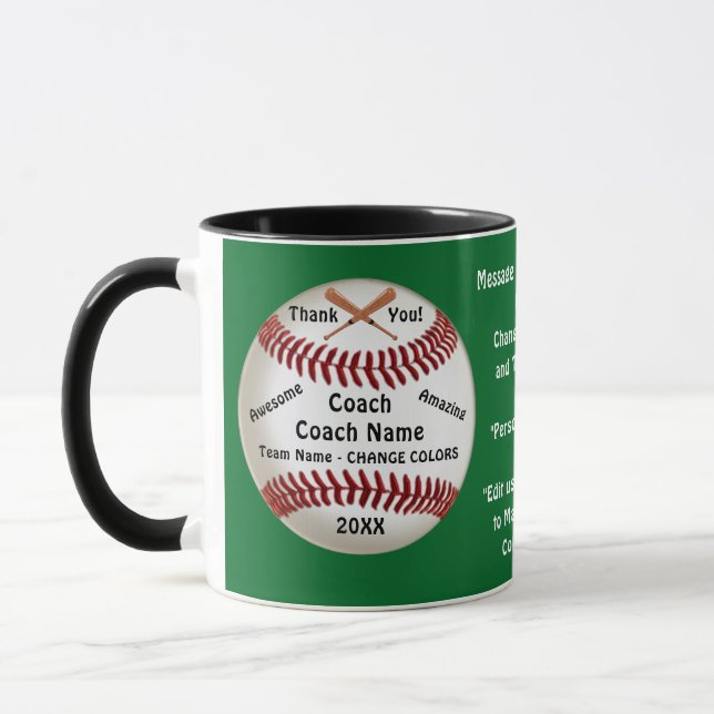 Taza Verde personalizable, entrenador de béisbol Gracia (Izquierda)