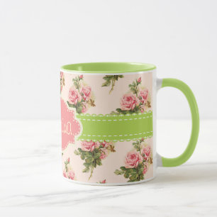 Taza Verde rosado conocido de encargo floral del