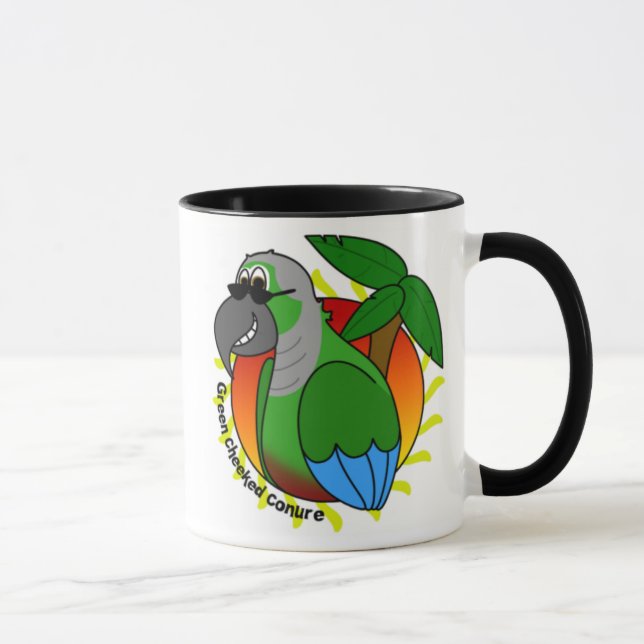 Taza verde tropical de Cheeked Conure (Derecha)
