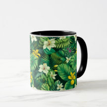 Verde tropical exuberante - Mug de playa de follaj